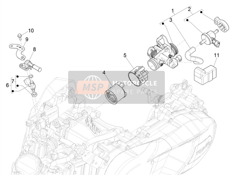 Piaggio Medley 125 4T ie ABS (Vietnam) 2016 Throttle Body - Injector - Union Pipe for a 2016 Piaggio Medley 125 4T ie ABS (Vietnam)