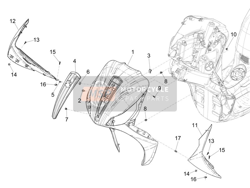 1B003745000HR, Front Shield, Piaggio, 0