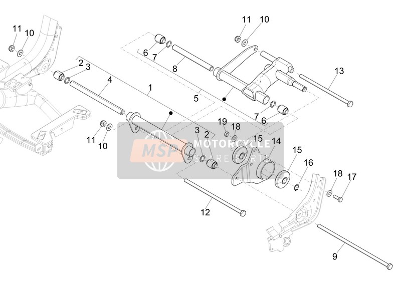 Piaggio Medley 125 4T ie ABS (Vietnam) 2017 Braccio oscillante per un 2017 Piaggio Medley 125 4T ie ABS (Vietnam)