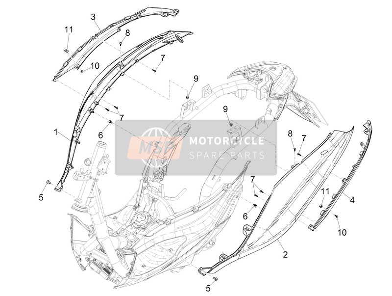 Piaggio Medley 150 4T ie ABS 2017 Couvercle latéral - Divulgacher pour un 2017 Piaggio Medley 150 4T ie ABS