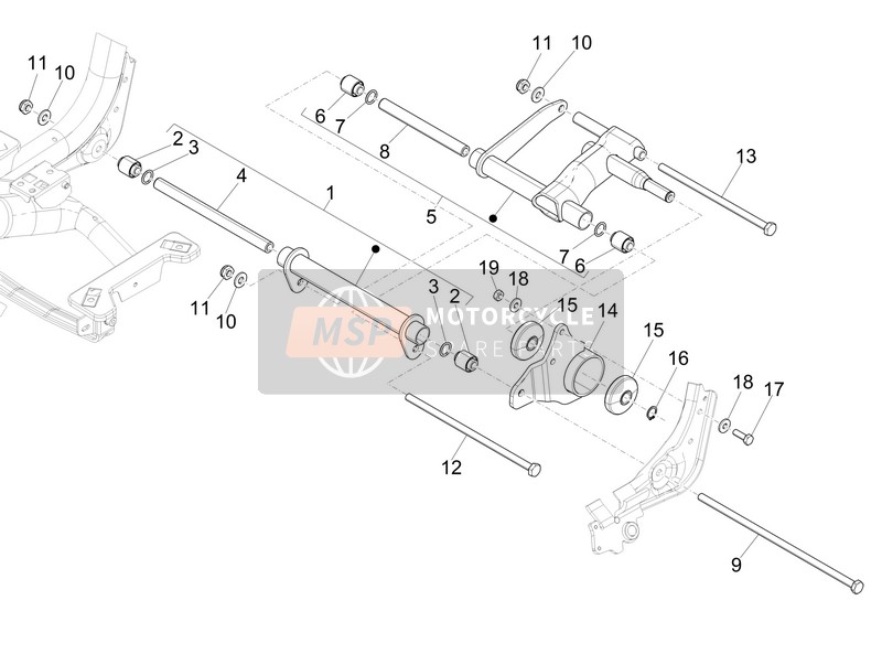 Piaggio Medley 150 4T ie ABS 2017 Swing Arm for a 2017 Piaggio Medley 150 4T ie ABS