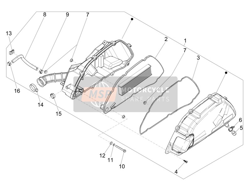 Piaggio Medley 150 4T ie ABS (ASIA) 2016 Filtre à air pour un 2016 Piaggio Medley 150 4T ie ABS (ASIA)