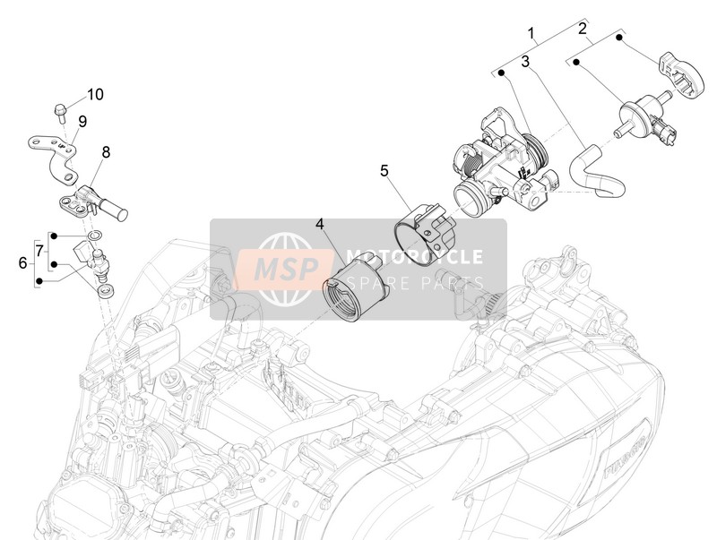 Piaggio Medley 150 4T ie ABS (EU) 2016 Throttle Body - Injector - Union Pipe for a 2016 Piaggio Medley 150 4T ie ABS (EU)