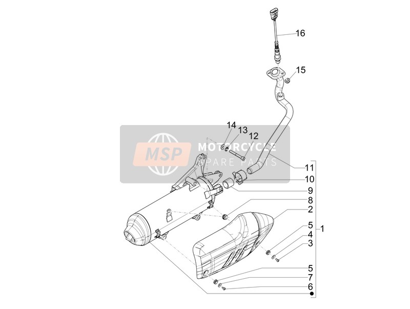 Piaggio Medley 150 4T ie ABS (EU) 2017 Silenciador para un 2017 Piaggio Medley 150 4T ie ABS (EU)