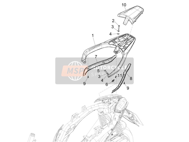 Piaggio Medley 150 4T ie ABS (EU) 2016 Gepäckträger hinten für ein 2016 Piaggio Medley 150 4T ie ABS (EU)