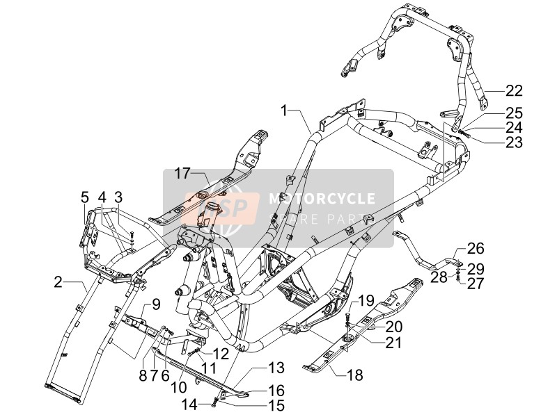 653294, Klein Drager Connector Voorkant Pijp, Piaggio, 2