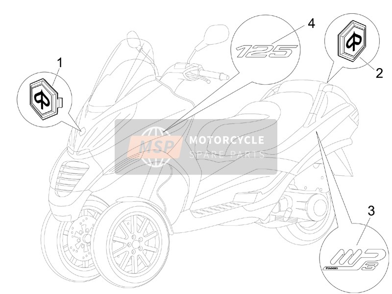 Piaggio MP3 125 2006 Labels - Emblemen voor een 2006 Piaggio MP3 125