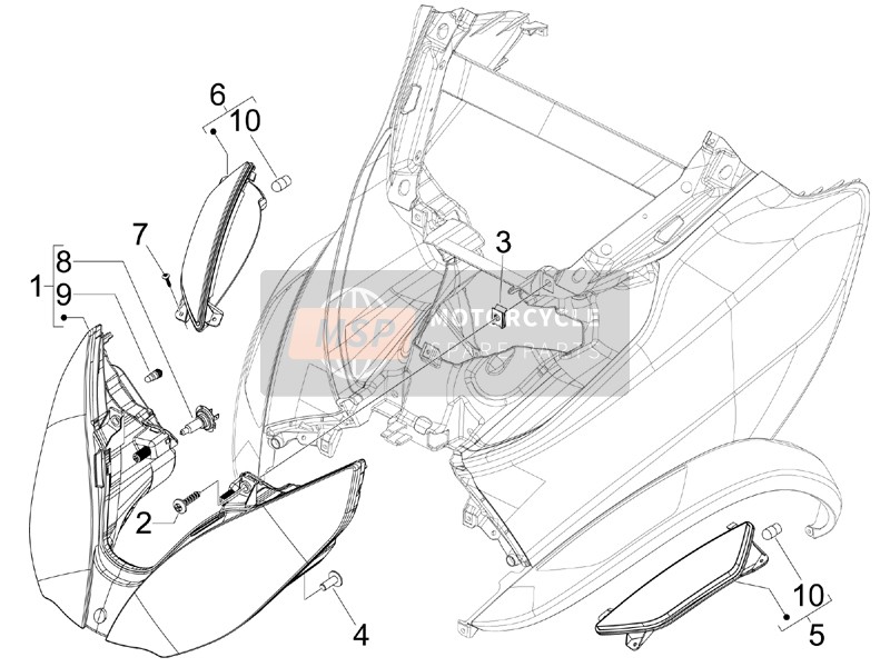 Piaggio MP3 125 2008 Front Headlamps - Turn Signal Lamps for a 2008 Piaggio MP3 125