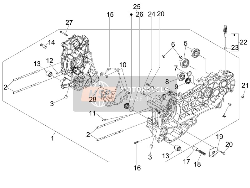 Piaggio MP3 125 Ibrido 2009 Carter pour un 2009 Piaggio MP3 125 Ibrido