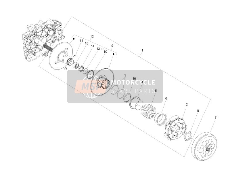 Piaggio MP3 125 Ibrido 2009 Polea conducida para un 2009 Piaggio MP3 125 Ibrido