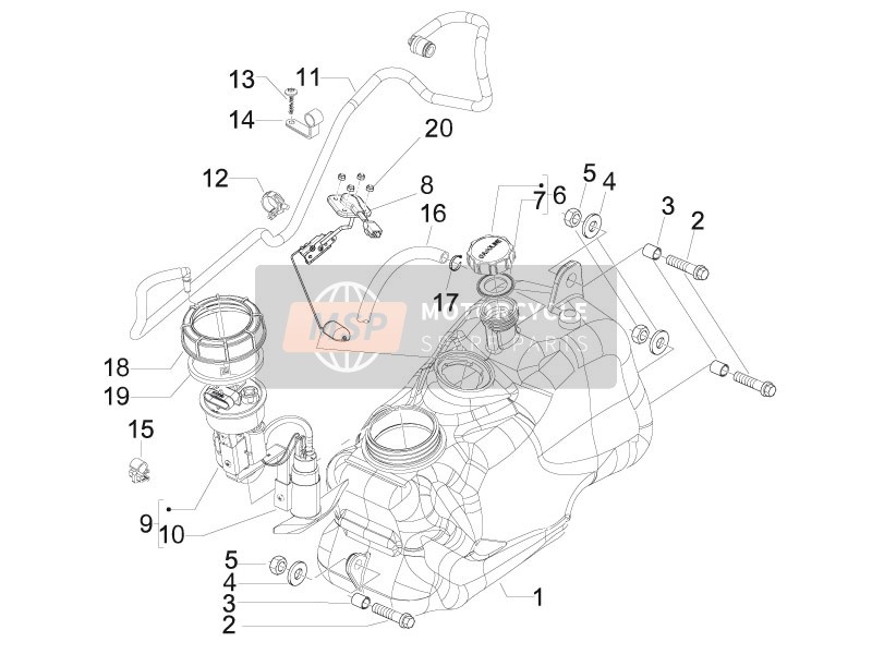 640518, Compleet Brandstofpomp Samenstelling, Piaggio, 2