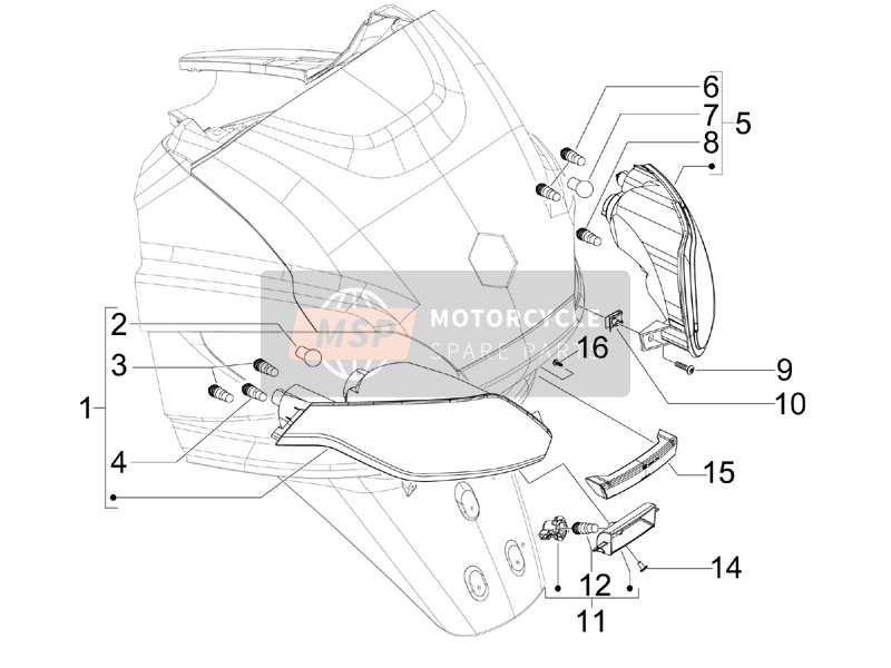 640550, Right Taillight With Turn Indicator, Piaggio, 2