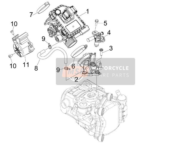 Piaggio MP3 125 ie 2008 Cuerpo del acelerador - Inyector - Tubería de unión para un 2008 Piaggio MP3 125 ie