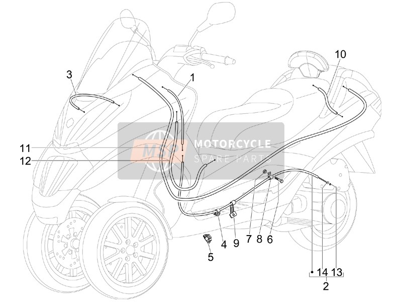 Piaggio MP3 125 ie 2008 Transmissies voor een 2008 Piaggio MP3 125 ie