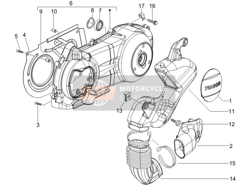 Piaggio MP3 250 2007 Kurbelgehäuseabdeckung - Kurbelgehäusekühlung für ein 2007 Piaggio MP3 250