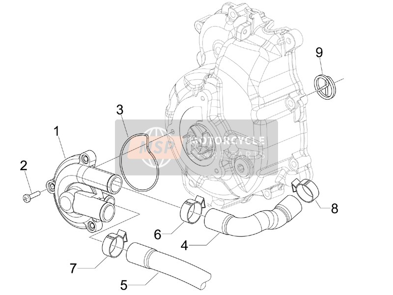 Piaggio MP3 250 2007 Koeler pomp voor een 2007 Piaggio MP3 250