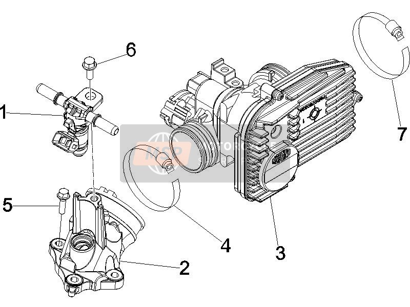 Piaggio MP3 250 2008 Cuerpo del acelerador - Inyector - Tubería de unión para un 2008 Piaggio MP3 250