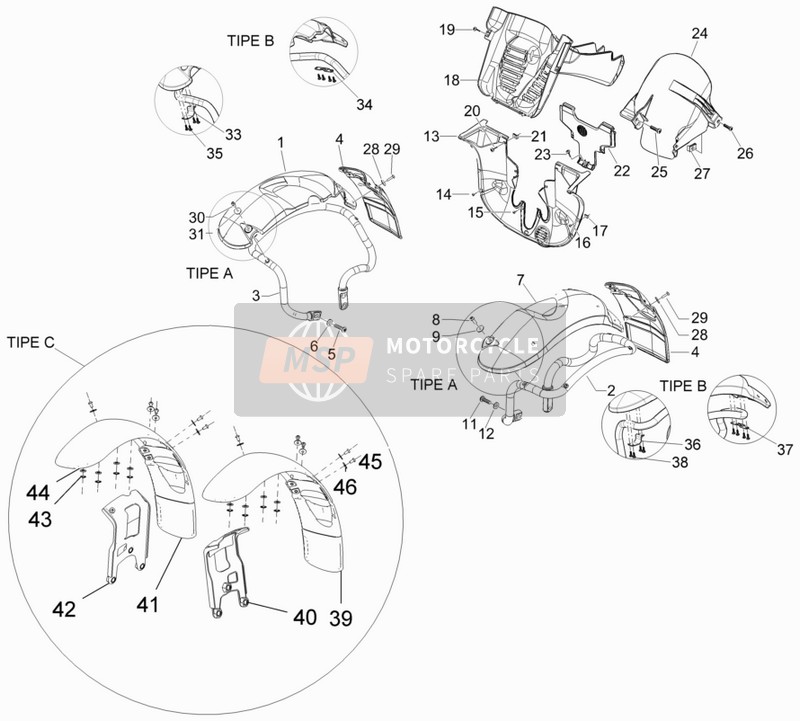 647664, Bracket With I.P. For Right Mudguard, Piaggio, 0