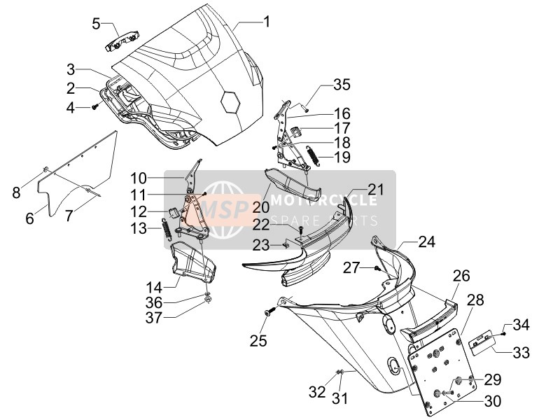 Piaggio MP3 250 2008 Copertina posteriore - Paraspruzzi per un 2008 Piaggio MP3 250