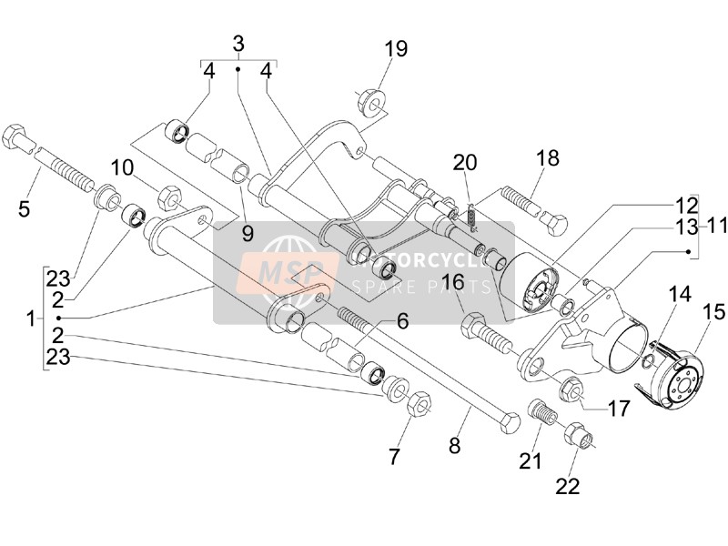 Piaggio MP3 250 2007 Brazo oscilante para un 2007 Piaggio MP3 250