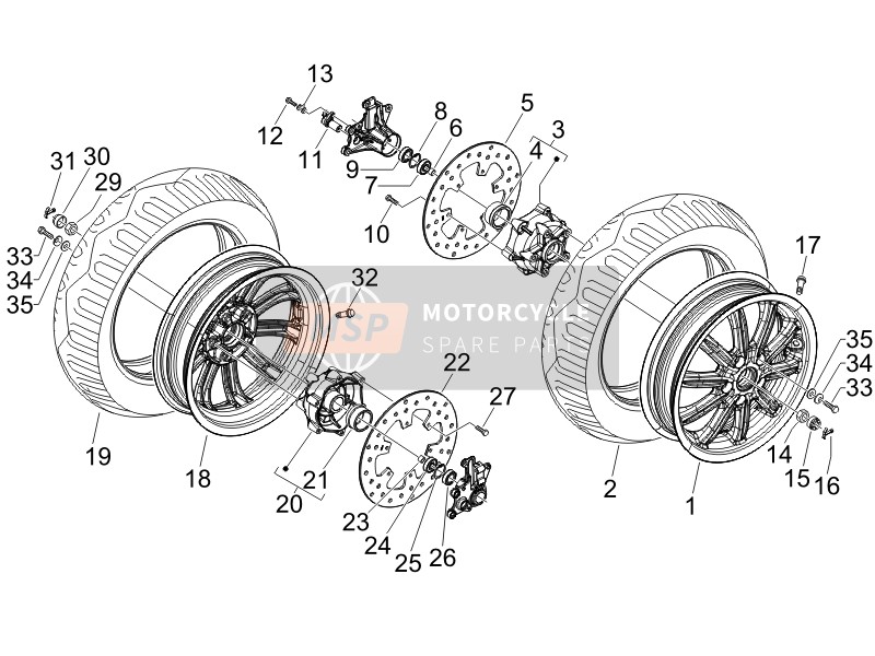 Piaggio MP3 250 2008 Front Wheel for a 2008 Piaggio MP3 250