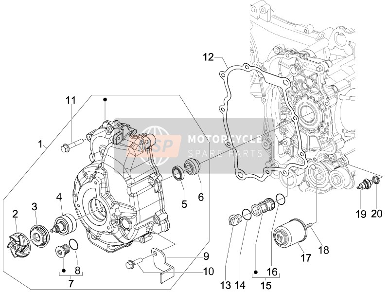 Piaggio MP3 250 ie LT 2008 Schwungrad Magnetzünder Abdeckung - Ölfilter für ein 2008 Piaggio MP3 250 ie LT