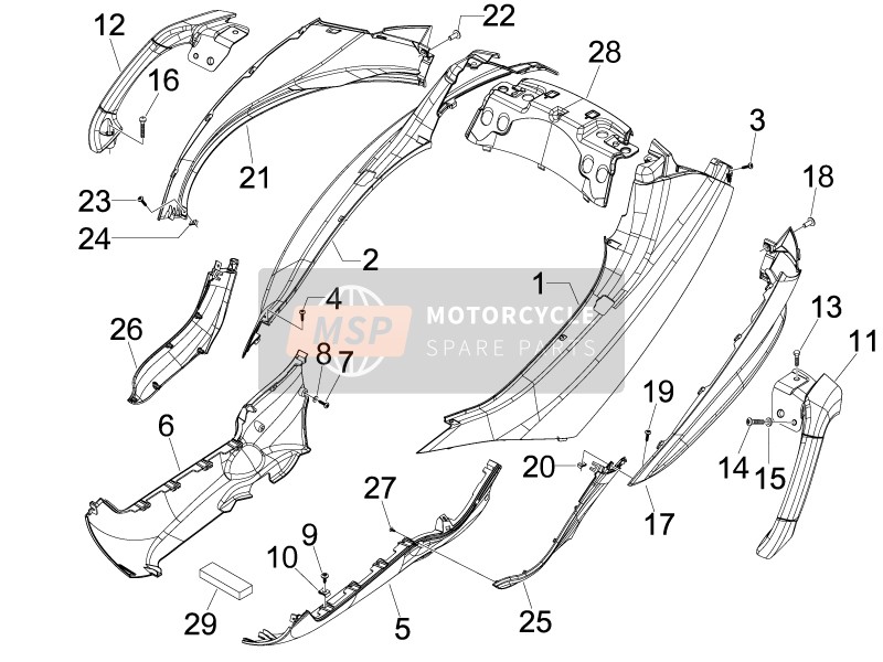 Piaggio MP3 250 ie LT 2009 Seitliche Abdeckung - Spoiler für ein 2009 Piaggio MP3 250 ie LT