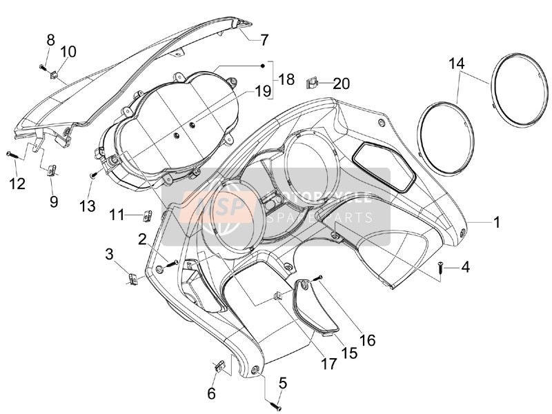 Piaggio MP3 250 ie LT 2008 Combinaison de compteurs - Tableau de bord pour un 2008 Piaggio MP3 250 ie LT