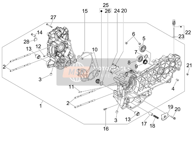 Piaggio MP3 250 ie MIC 2009 Carter voor een 2009 Piaggio MP3 250 ie MIC