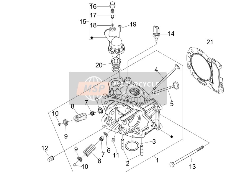 Piaggio MP3 250 ie MIC 2008 Capo unità - Valvola per un 2008 Piaggio MP3 250 ie MIC