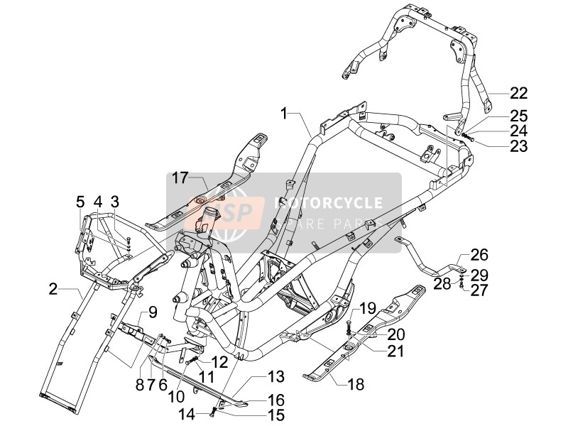 Piaggio MP3 250 ie MIC 2008 Frame/Kuipwerk voor een 2008 Piaggio MP3 250 ie MIC