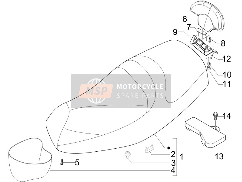 65580100EM, Rugleuning Ondersteuning Closing, Piaggio, 1