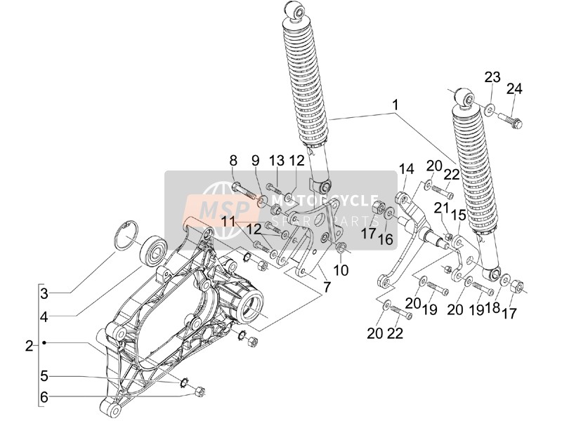 Piaggio MP3 250 ie MIC 2009 Suspensión trasera - Amortiguador/s para un 2009 Piaggio MP3 250 ie MIC