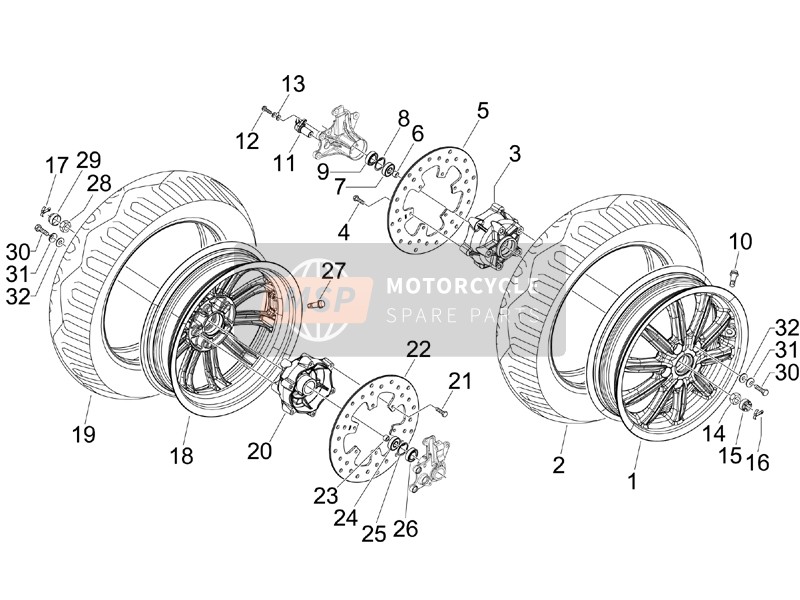 Piaggio MP3 250 ie MIC 2009 Front Wheel for a 2009 Piaggio MP3 250 ie MIC