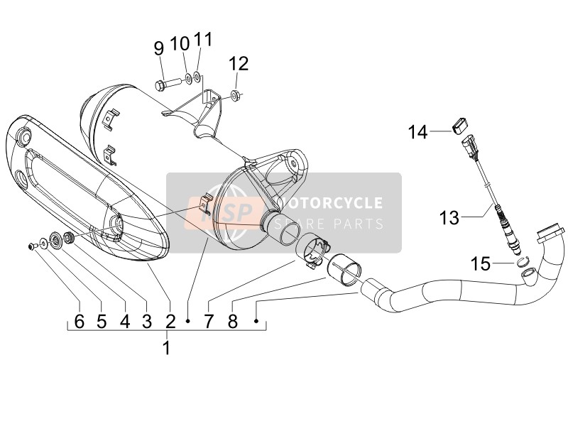 Piaggio MP3 250 (USA) 2007 Silencer for a 2007 Piaggio MP3 250 (USA)