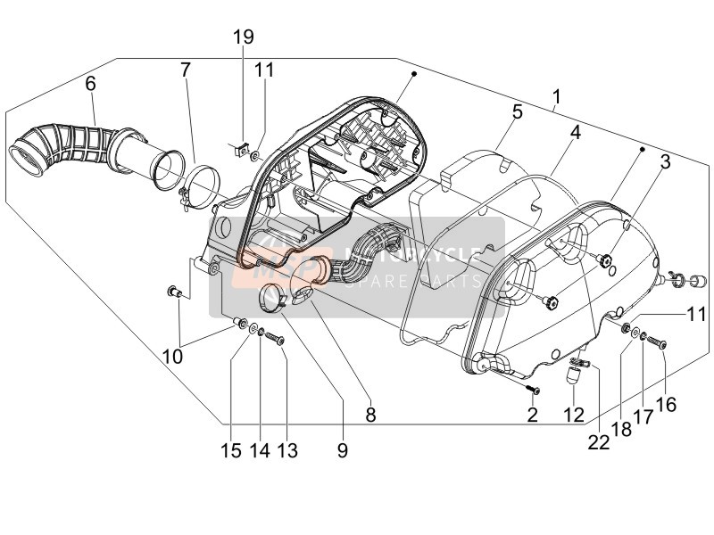 Piaggio MP3 250 (USA) 2008 Filtre à air pour un 2008 Piaggio MP3 250 (USA)