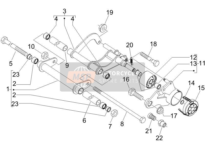 Piaggio MP3 250 (USA) 2007 Braccio oscillante per un 2007 Piaggio MP3 250 (USA)