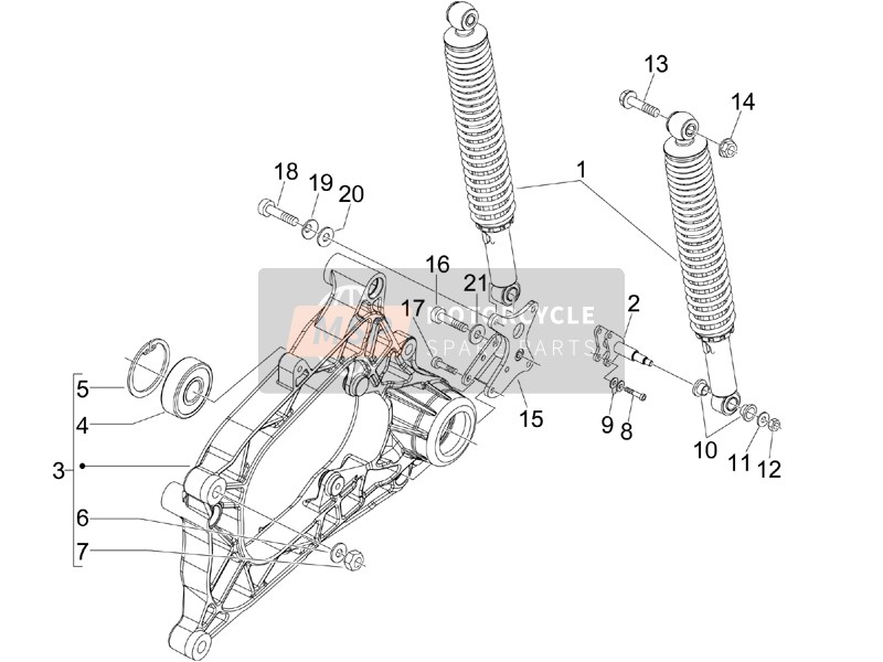 Piaggio MP3 250 (USA) 2008 Suspension arrière - Amortisseur/s pour un 2008 Piaggio MP3 250 (USA)