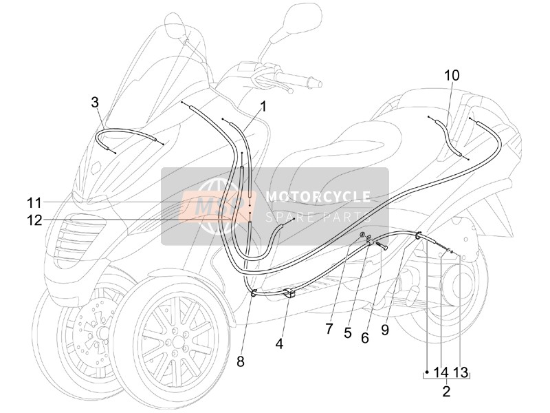 Piaggio MP3 250 (USA) 2008 Transmissies voor een 2008 Piaggio MP3 250 (USA)