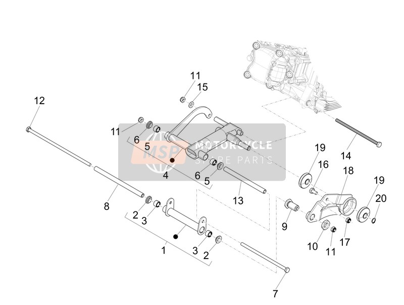 Piaggio MP3 300 ie E4 LT BUSINESS SPORT NOABS 2017 Swing Arm for a 2017 Piaggio MP3 300 ie E4 LT BUSINESS SPORT NOABS