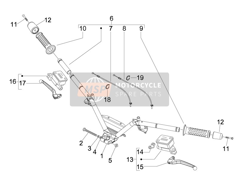 Piaggio MP3 300 ie LT Touring 2011 Manubrio - Maestro cil. per un 2011 Piaggio MP3 300 ie LT Touring