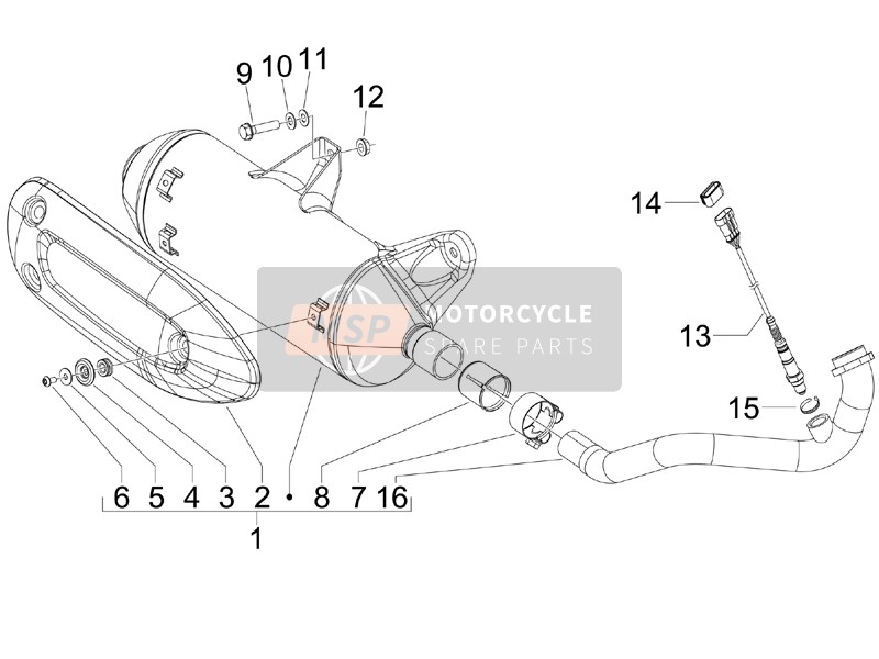 Piaggio MP3 300 ie MIC 2010 Schalldämpfer für ein 2010 Piaggio MP3 300 ie MIC