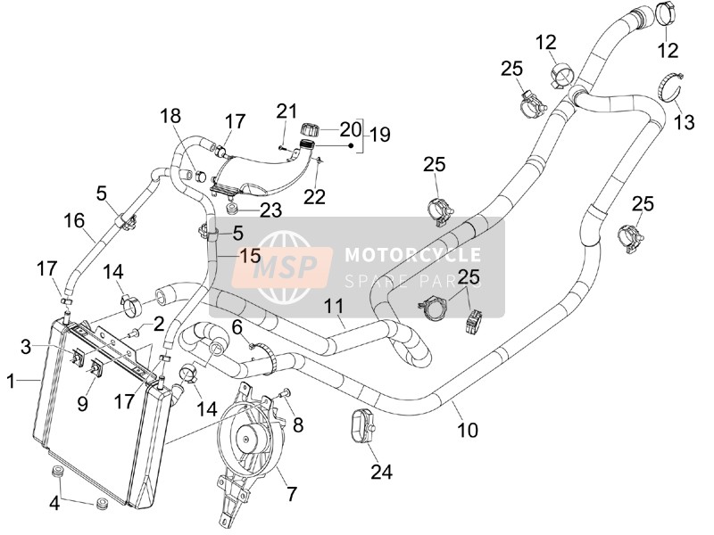 Piaggio MP3 300 ie MIC 2010 Kühlmittelsystem für ein 2010 Piaggio MP3 300 ie MIC