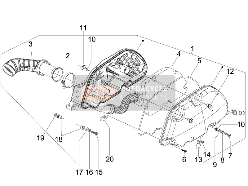 Piaggio MP3 300 ie Touring 2011 Filtro dell'aria per un 2011 Piaggio MP3 300 ie Touring