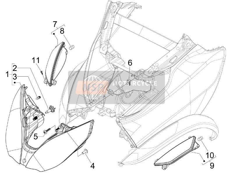 Piaggio MP3 300 ie Touring 2012 Faros delanteros - Lámparas de señal de giro para un 2012 Piaggio MP3 300 ie Touring