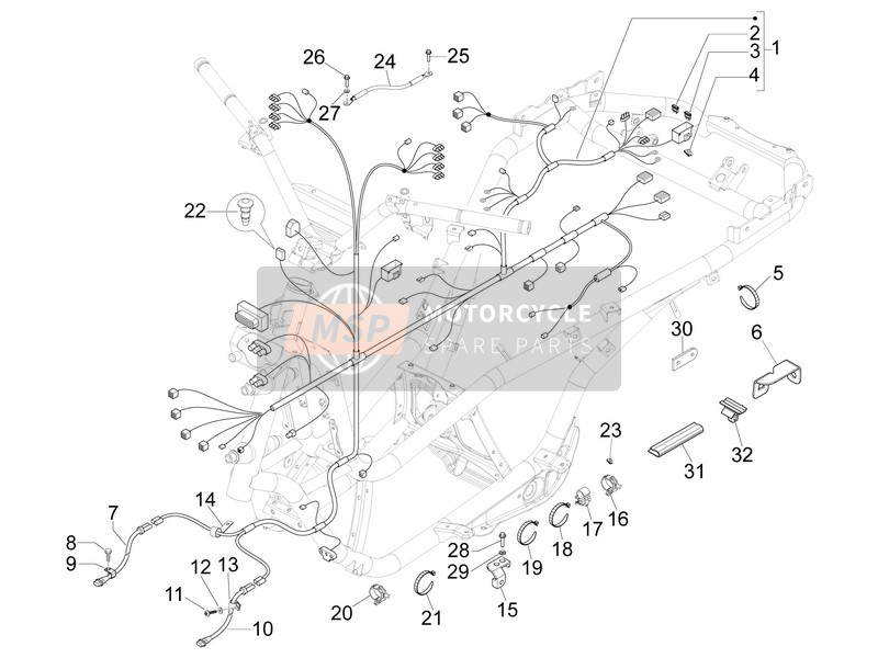 Piaggio MP3 300 ie Touring 2011 Mazo de cables principal para un 2011 Piaggio MP3 300 ie Touring