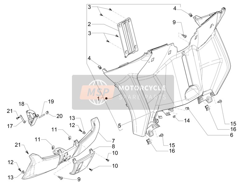 Piaggio MP3 300 LT Business-Sport ABS 2015 Guante delantero-Caja - Rodilla-Panel de guardia para un 2015 Piaggio MP3 300 LT Business-Sport ABS