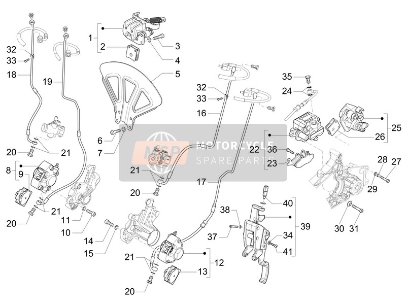 Piaggio MP3 300 LT Business-Sport ABS 2014 Bremsleitungen - Bremssättel (ABS) für ein 2014 Piaggio MP3 300 LT Business-Sport ABS