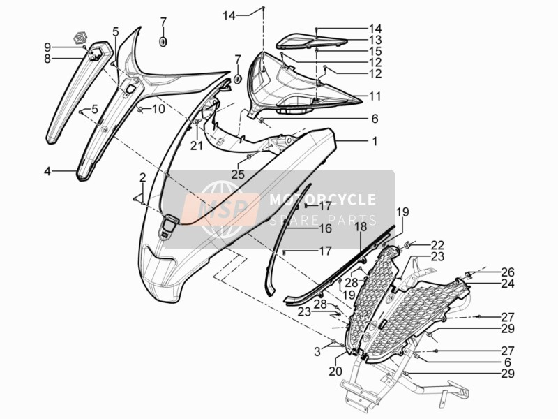 Piaggio MP3 300 YOUrban ERL 2015 Front Shield for a 2015 Piaggio MP3 300 YOUrban ERL