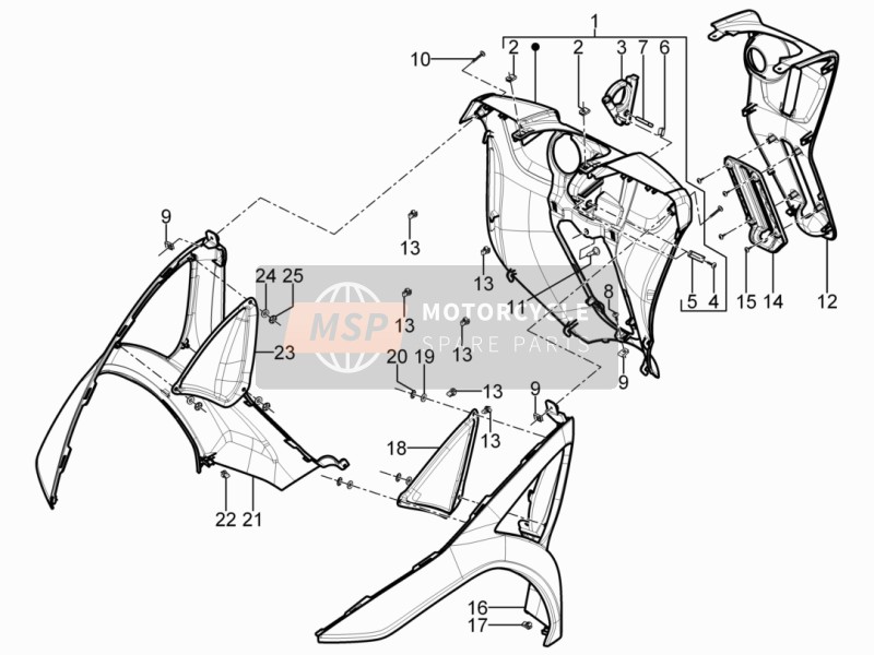 Piaggio MP3 300 YOUrban ERL 2014 Gant avant-Boîte - Le genou-Panneau de garde pour un 2014 Piaggio MP3 300 YOUrban ERL